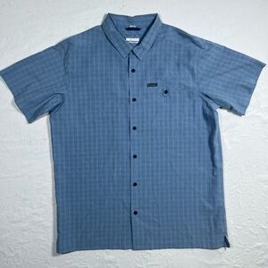 Columbia Omni Shade Sun Protection Blue Plaid Short Sleeve Button Down Extra L
